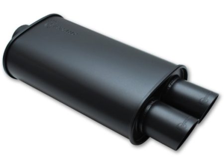 Vibrant StreetPower FLAT BLACK Oval Muffler with Dual 3in Outlet - 3in inlet I.D. Sale