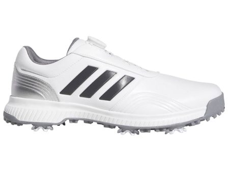 adidas CP Traxion BOA Golf Shoes - White Grey Silver For Sale