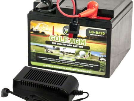 Leoch LG-B220 12v 28Ah AGM 27 Hole Golf Battery & Charger - Motocaddy Compatible Online Hot Sale