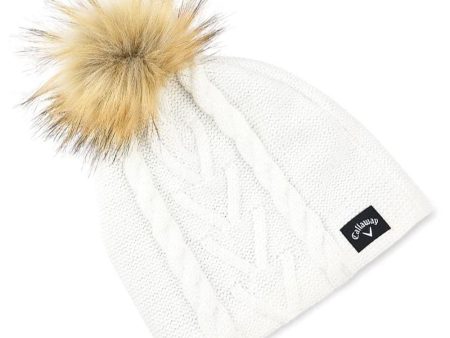 Callaway Ladies Winter Pom Pom Beanie Hat - Cream Hot on Sale