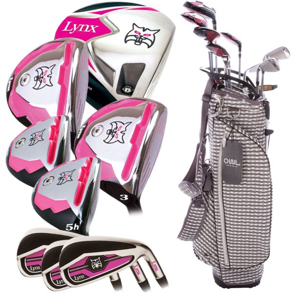 Lynx Ladies 11-Piece Premium Crystal Golf Package Set - White Brown Light Brown Supply