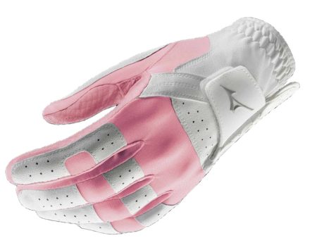 Mizuno Ladies Stretch Golf Gloves - White Pink Online now