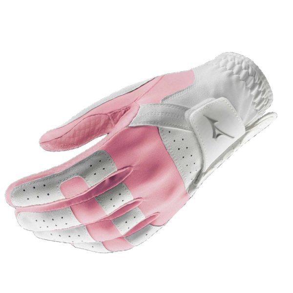 Mizuno Ladies Stretch Golf Gloves - White Pink Online now