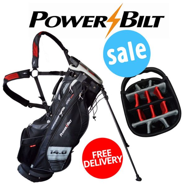 Power-Bilt TPX Hybrid 14-Way Divided Stand Bag - Black Red Supply