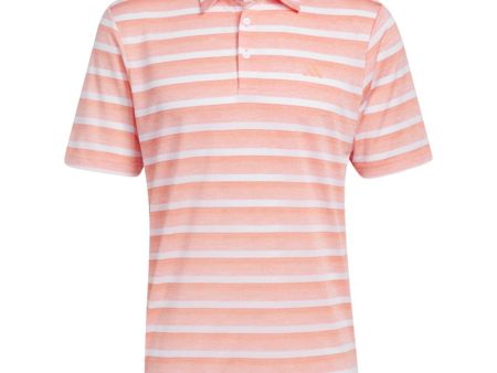 Adidas 2 Clear Stripe Polo Shirt - Coral Fusion White For Discount