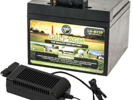 Leoch LG-B220 12v 28Ah AGM 27 Hole Golf Battery & Charger - PowaKaddy Compatible Online Hot Sale