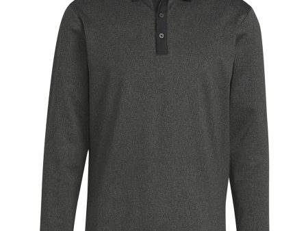 adidas Essentials Long Sleeve Polo Shirt - Black Melange For Cheap