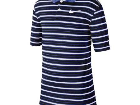 Nike Dri-FIT Victory Striped Junior Boys Polo Shirt - Game Royal Black on Sale