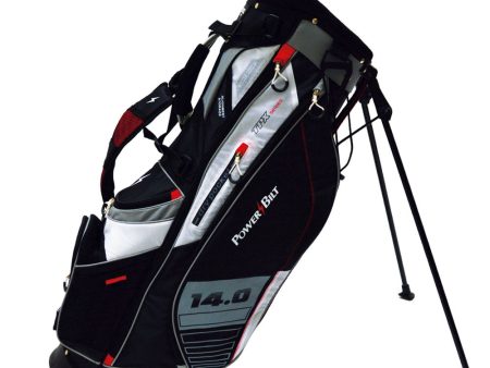 Power-Bilt TPX Hybrid 14-Way Divided Stand Bag - Black White Silver Red For Sale