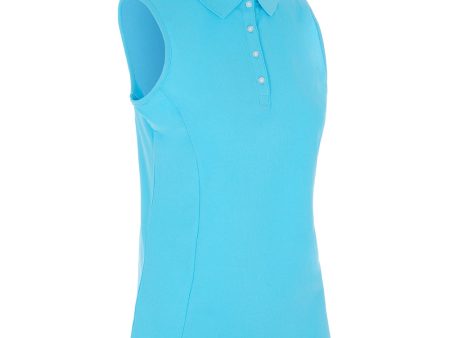 ProQuip Ladies Pro Tech Sleeveless Polo Shirt - Azure Blue Fashion