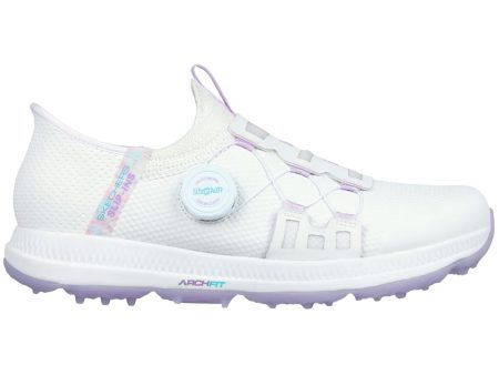 Skechers Ladies Go Golf Elite 5 Slip-In Twist Fit Waterproof Spikeless Shoes - White Lavender Discount