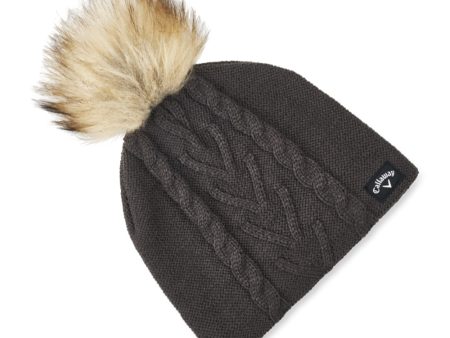 Callaway Ladies Winter Pom Pom Beanie Hat - Charcoal Online Hot Sale