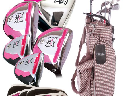 Lynx Ladies 11-Piece Premium Crystal Golf Package Set - White Dark Brown Pink Fashion