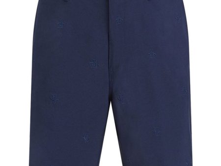 Original Penguin All-Over Pete Embroidered Shorts - Black Iris For Sale