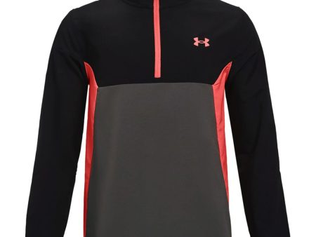 Under Armour Junior Storm Windstrike 1 2 Zip Midlayer - Black Venom Red For Discount