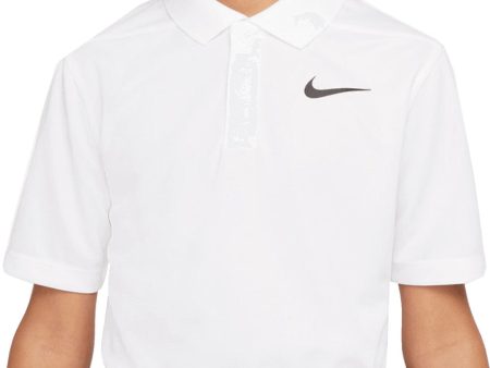 Nike Dri-FIT Victory Junior Solid Polo Shirt - White Black For Sale