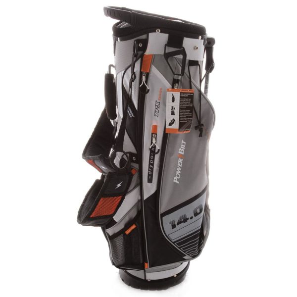 Power-Bilt TPX Hybrid 14-Way Divided Stand Bag - Silver Phantom Orange Supply