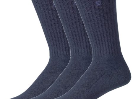 FootJoy ComfortSof Crew Socks (3 Pack) - Navy For Sale